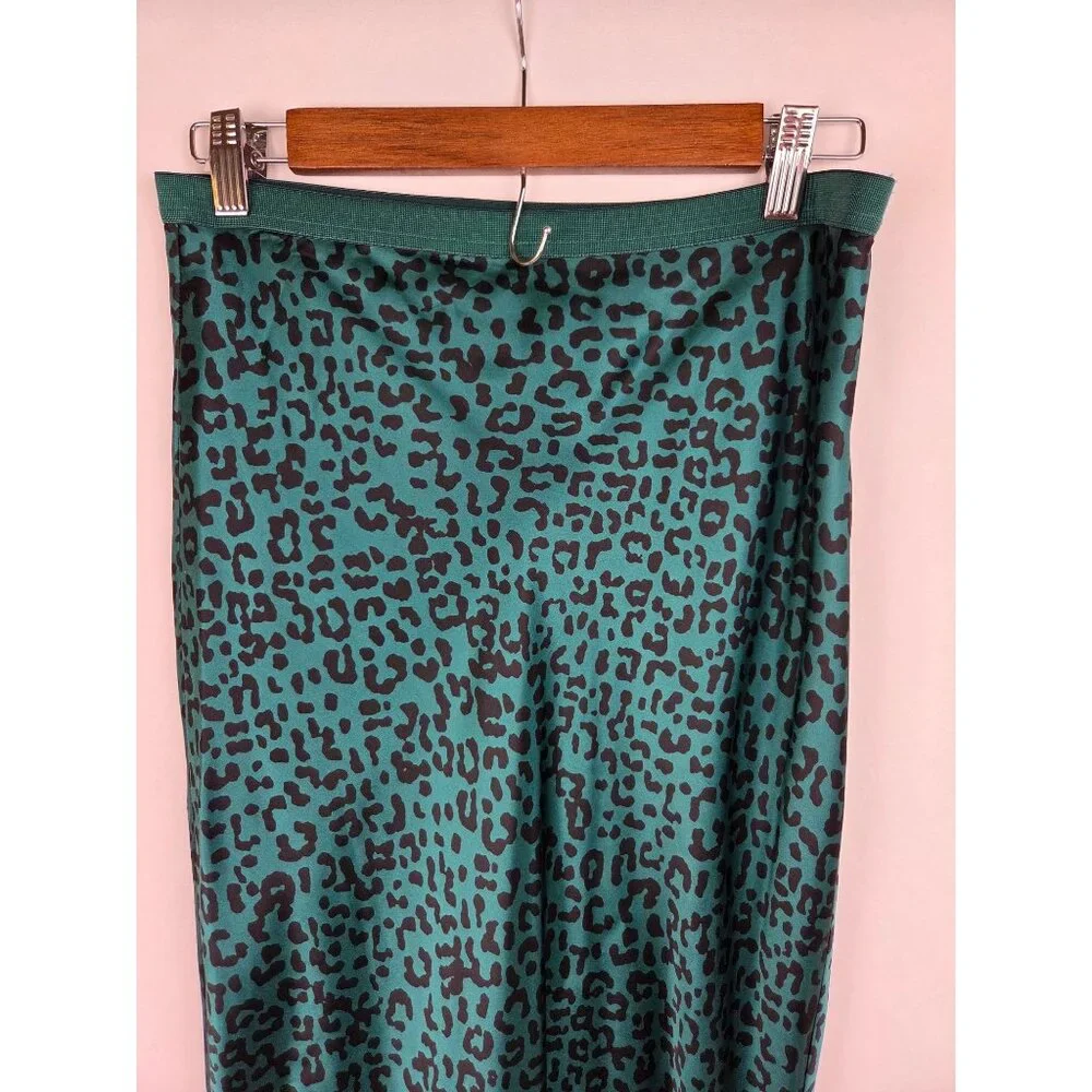 Cami NYC Jessica Leopard Print Silk Satin Midi Pencil Skirt Size S In Green - Picture 5 of 14